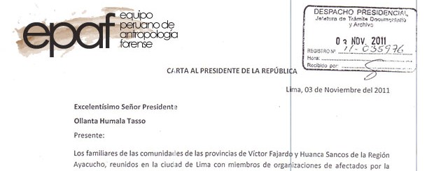 Entregaron carta al Presidente con once demandas Aquí reproducimos la carta que familiares de las comunidades de la Cuenca del Pampas Qaracha, reunidos desde el domingo en la ciudad de Lima, junto a miembros de organizaciones de...
